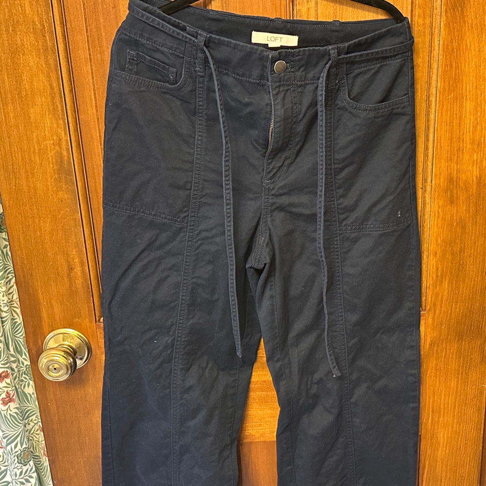 LOFT Navy Women’s Petite Wide Leg Chinos